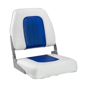 Кресло со спинкой мягкое складное Marine Rocket Delux винил белый/синий
